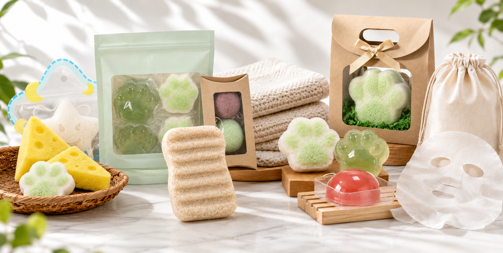 Konjac sponges, towels, masks, soap and private-label product formats