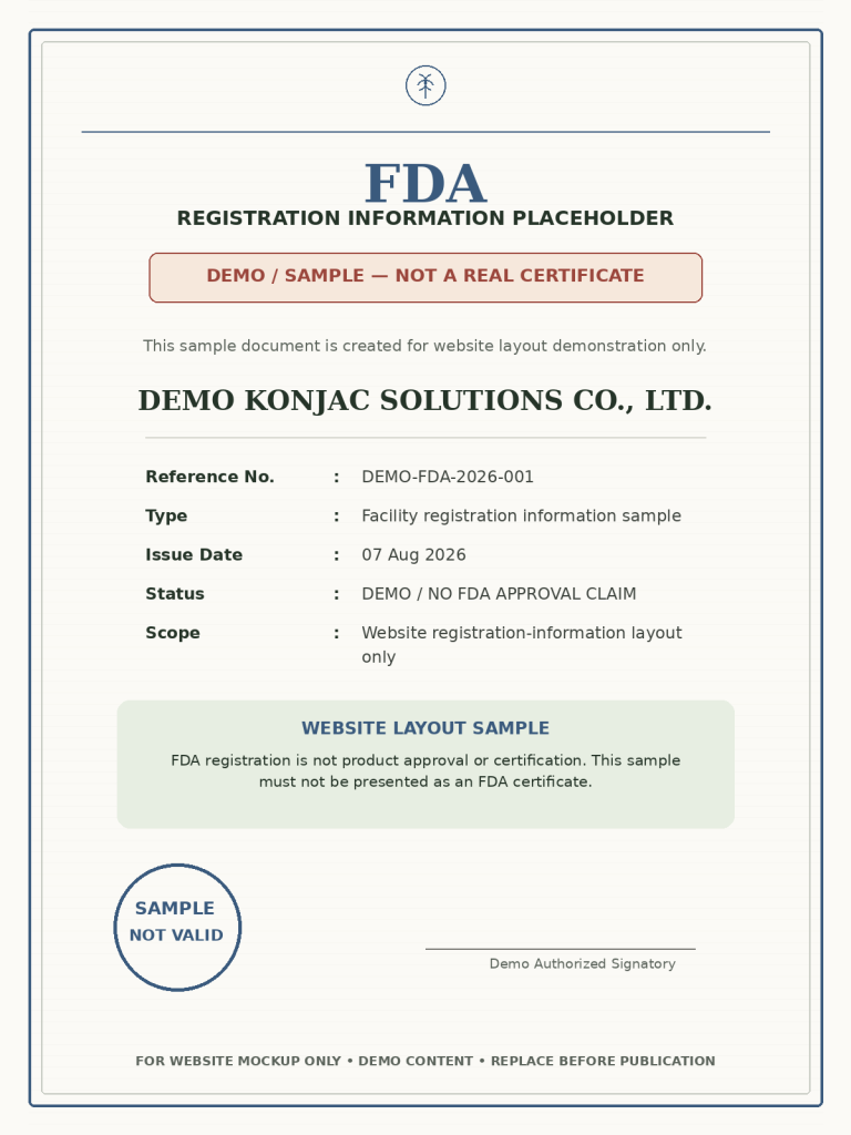 DEMO placeholder artwork: FDA Registration - DEMO