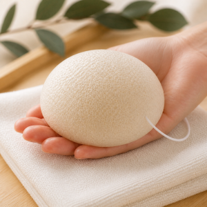 Natural konjac sponge in hand — SAMPLE preview image