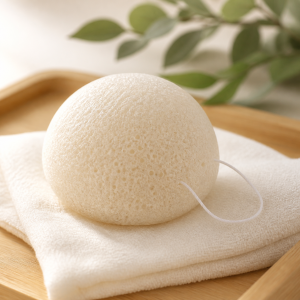 Natural konjac sponge on towel — SAMPLE preview image