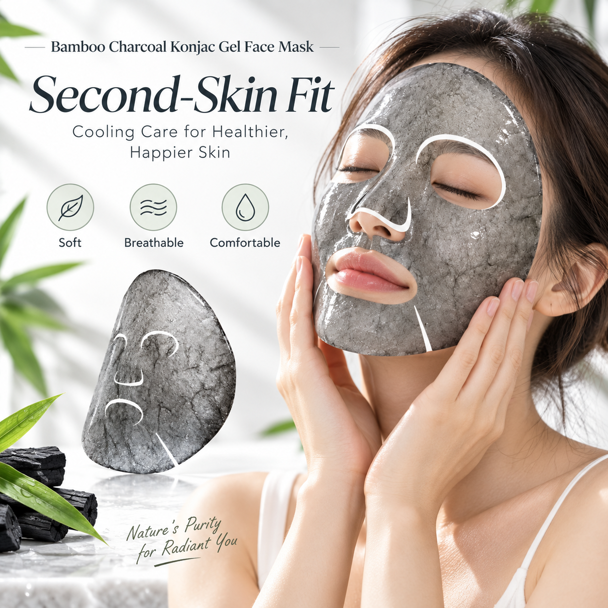 Bamboo Charcoal Konjac Gel Face Mask - Image 3