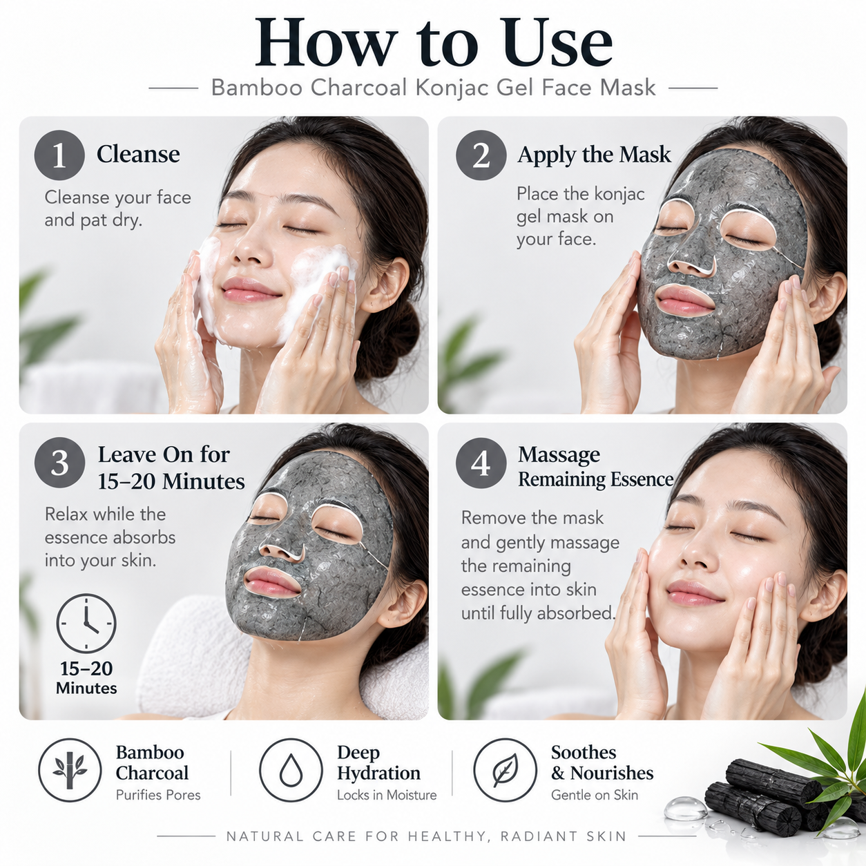 Bamboo Charcoal Konjac Gel Face Mask - Image 4