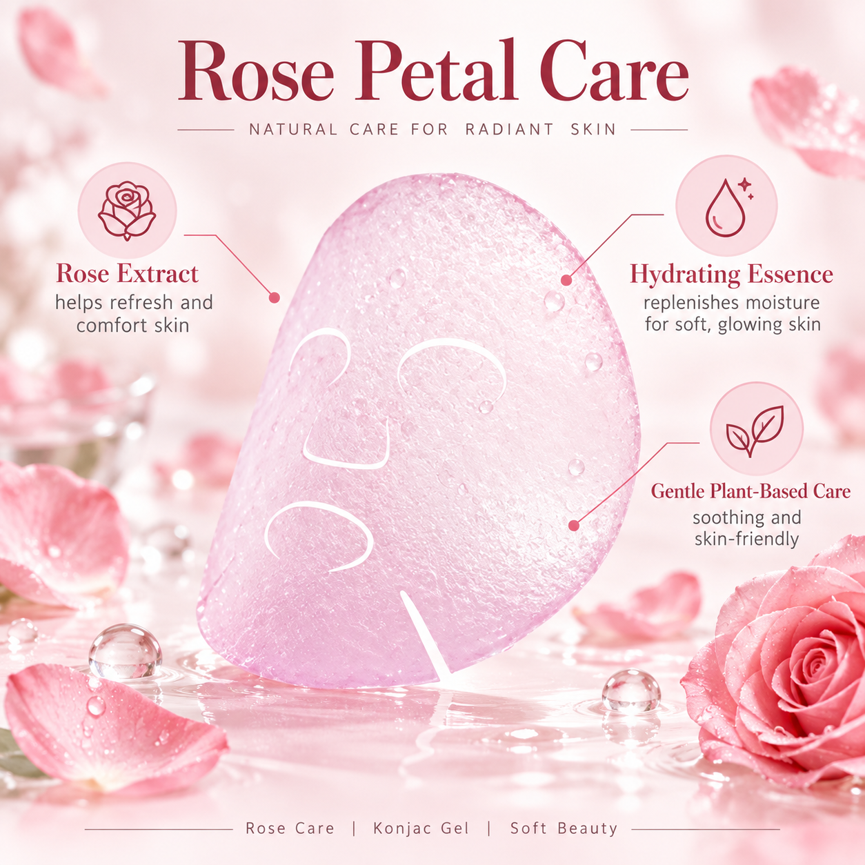 Rose Konjac Gel Face Mask - Image 9