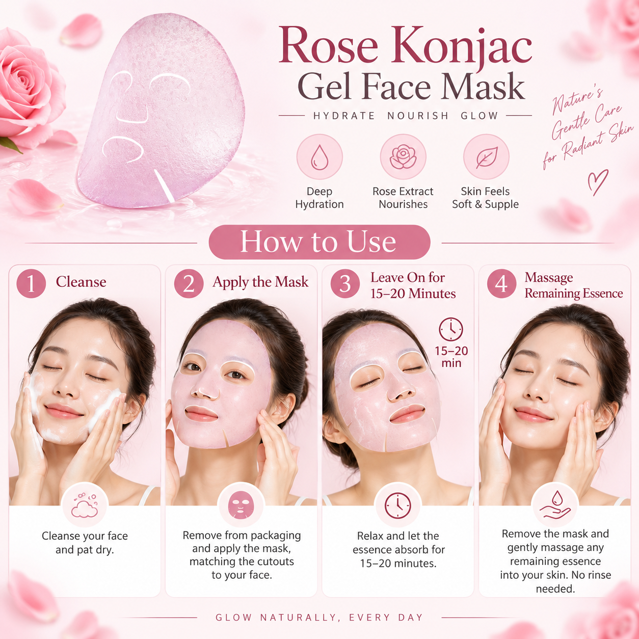 Rose Konjac Gel Face Mask - Image 6