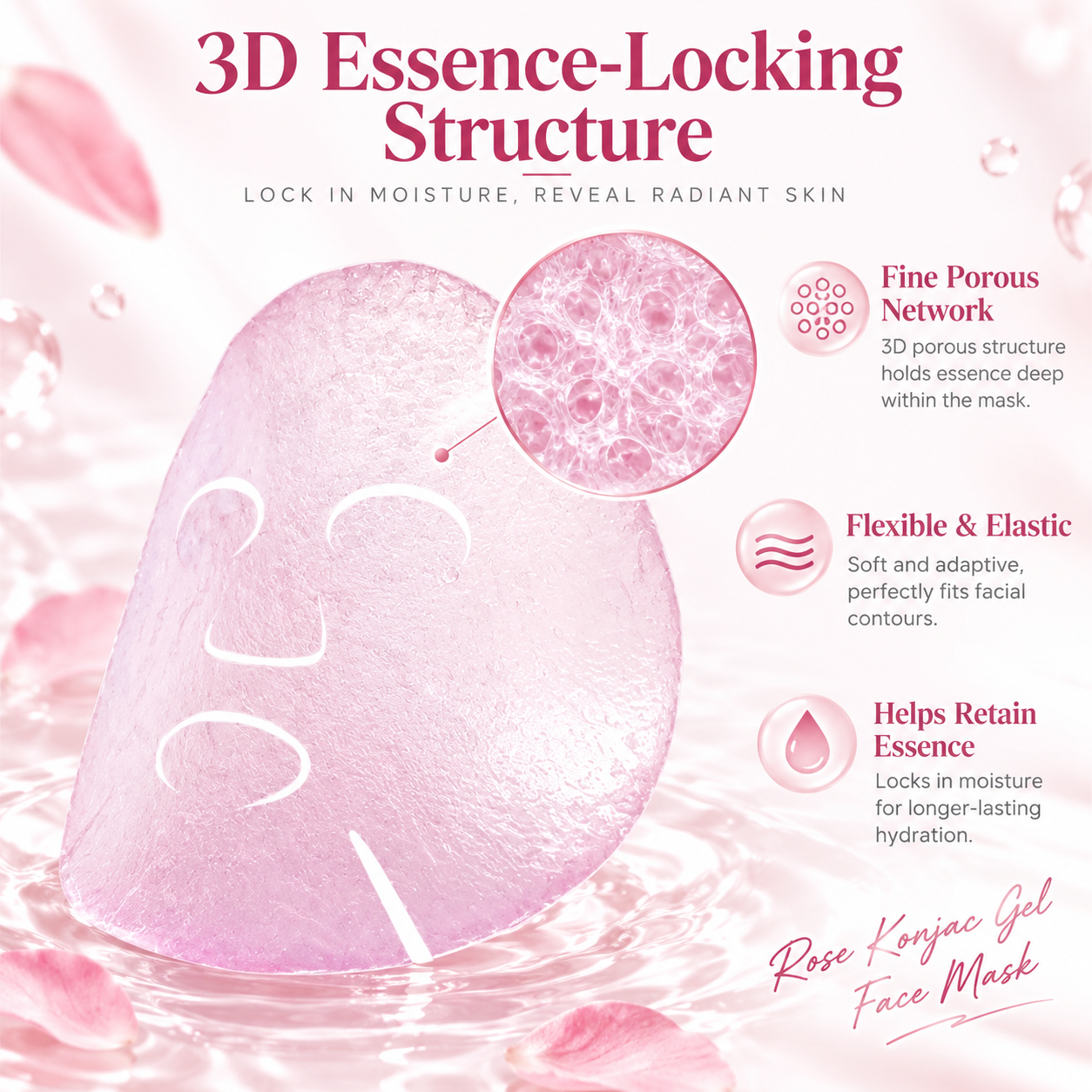 Rose Konjac Gel Face Mask - Image 3