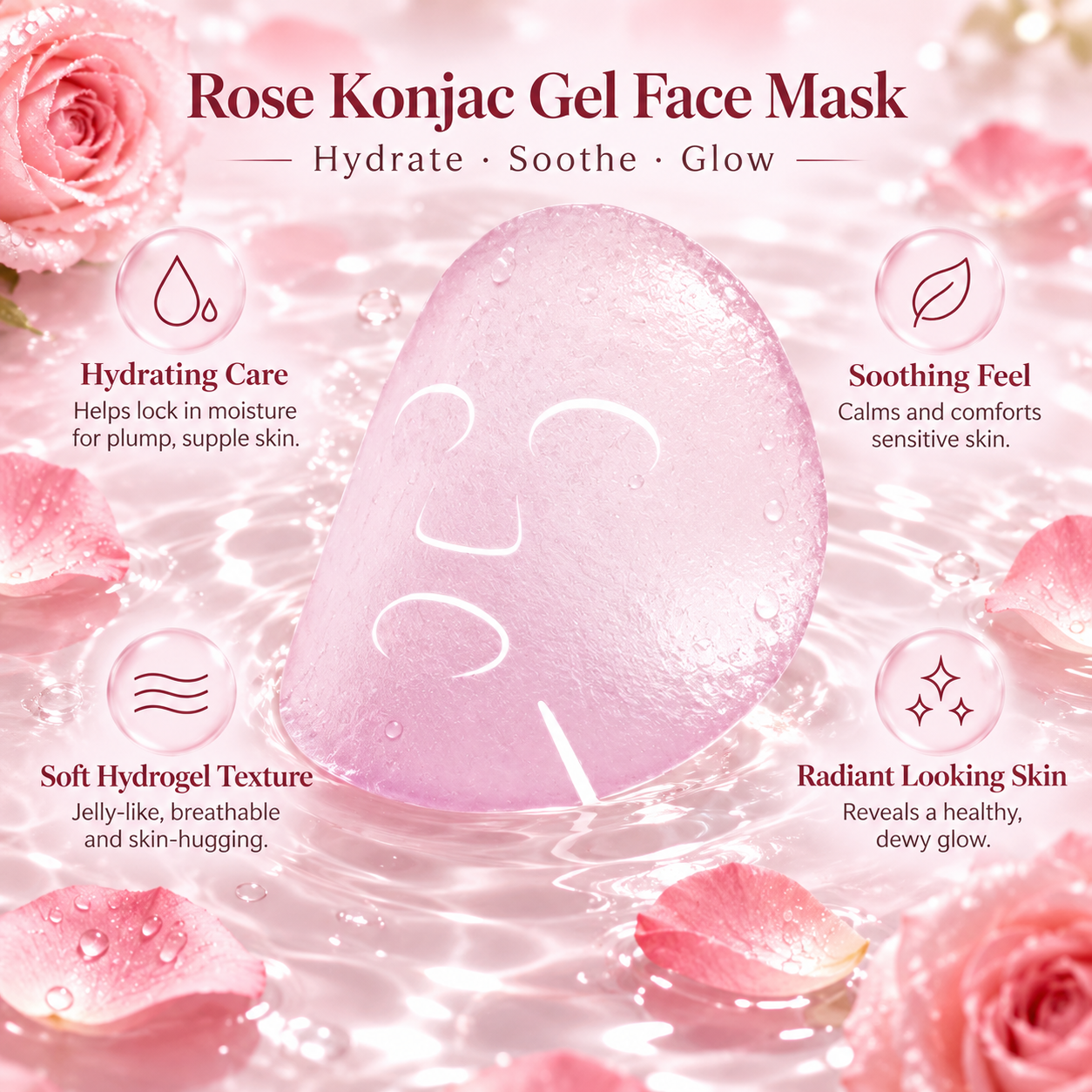 Rose Konjac Gel Face Mask - Image 4